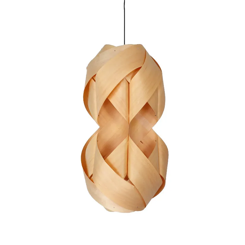 Luminaire suspendu en bois chinois tissé à la main, 1 ampoule, beige Clearhalo