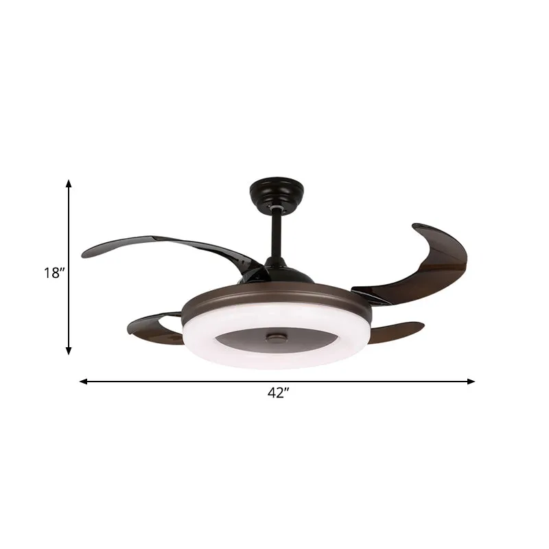 Luminaire suspendu à cercle simple de 42 po de largeur, éclairage semi-encastré en métal à LED dans le café avec 4 pales,...
