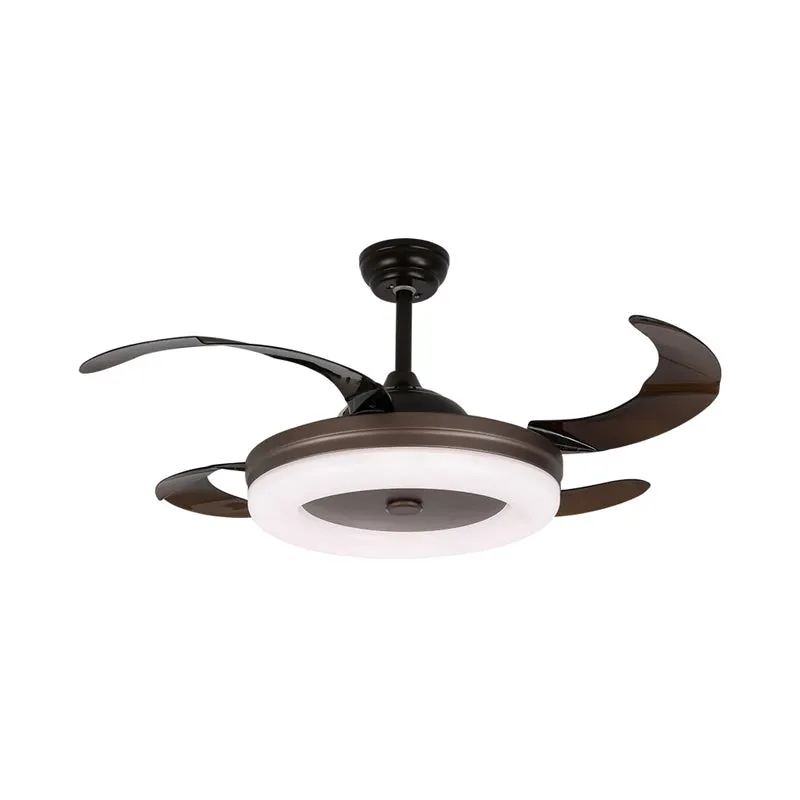 Luminaire suspendu à cercle simple de 42 po de largeur, éclairage semi-encastré en métal à LED dans le café avec 4 pales,...