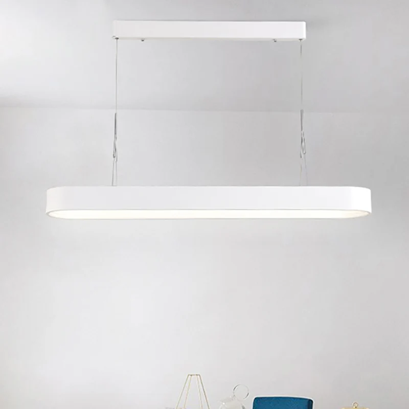 Luminaire suspendu elliptique nordique en métal blanc/gris, plafonnier suspendu pour salle à manger, 33.5 "/47" de large C...
