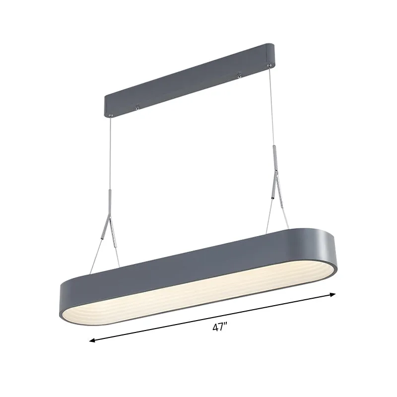 Luminaire suspendu elliptique nordique en métal blanc/gris, plafonnier suspendu pour salle à manger, 33.5 "/47" de large C...