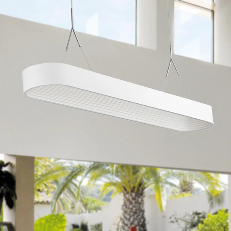 Luminaire suspendu elliptique nordique en métal blanc/gris, plafonnier suspendu pour salle à manger, 33.5 "/47" de large C...