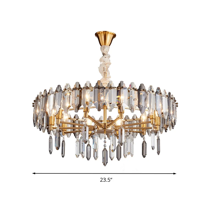 Luminaire suspendu en forme de goutte de cristal, lustre de plafond doré postmoderne à 8/10 têtes Clearhalo