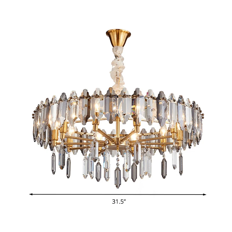 Luminaire suspendu en forme de goutte de cristal, lustre de plafond doré postmoderne à 8/10 têtes Clearhalo