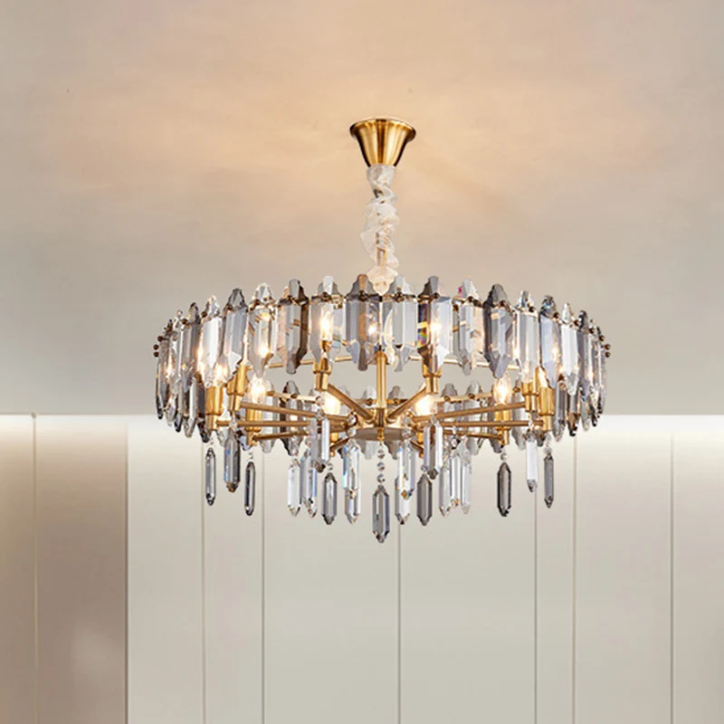 Luminaire suspendu en forme de goutte de cristal, lustre de plafond doré postmoderne à 8/10 têtes Clearhalo