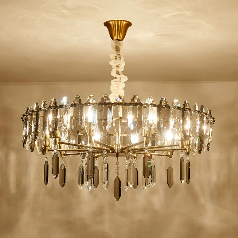 Luminaire suspendu en forme de goutte de cristal, lustre de plafond doré postmoderne à 8/10 têtes Clearhalo