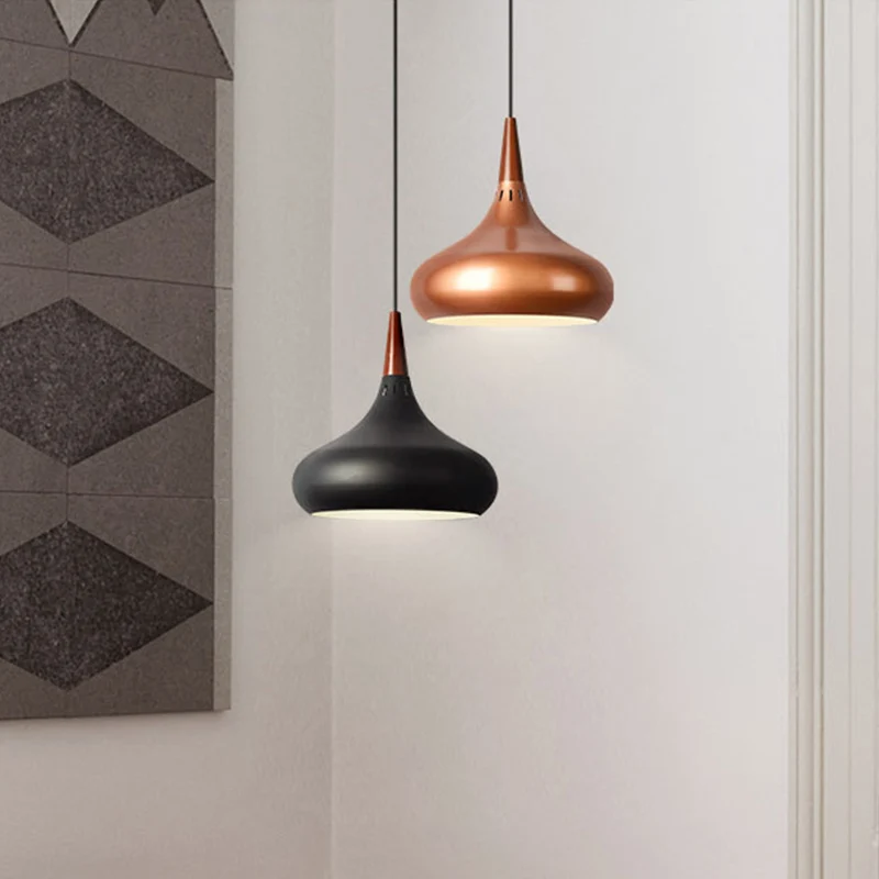 Luminaire suspendu oignon Macaron en aluminium, plafonnier suspendu simple vert/blanc/or avec prise ventilée Clearhalo
