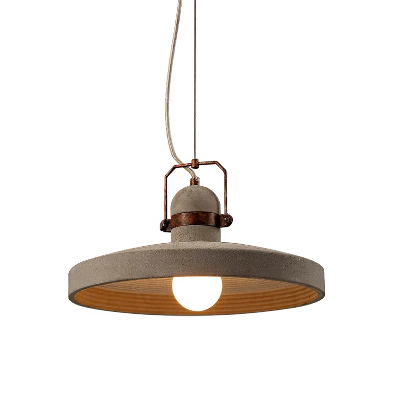 Luminaire suspendu de plafond à abat-jour rond en ciment, style industriel, luminaire suspendu de cuisine à 1 lumière, rou...