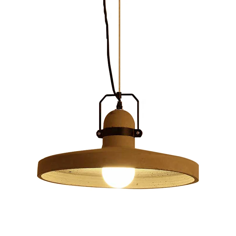 Luminaire suspendu de plafond à abat-jour rond en ciment, style industriel, luminaire suspendu de cuisine à 1 lumière, rou...