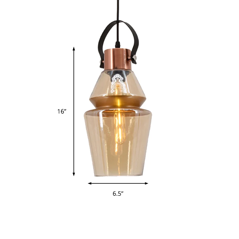 Luminaire suspendu en verre gourde/cône, luminaire de plafond suspendu moderniste à 1 lumière marron pour salle à manger C...