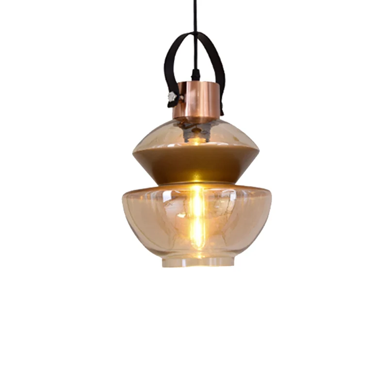 Luminaire suspendu en verre gourde/cône, luminaire de plafond suspendu moderniste à 1 lumière marron pour salle à manger C...