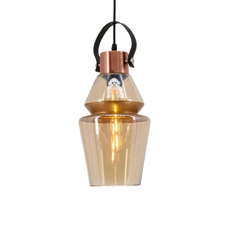 Luminaire suspendu en verre gourde/cône, luminaire de plafond suspendu moderniste à 1 lumière marron pour salle à manger C...
