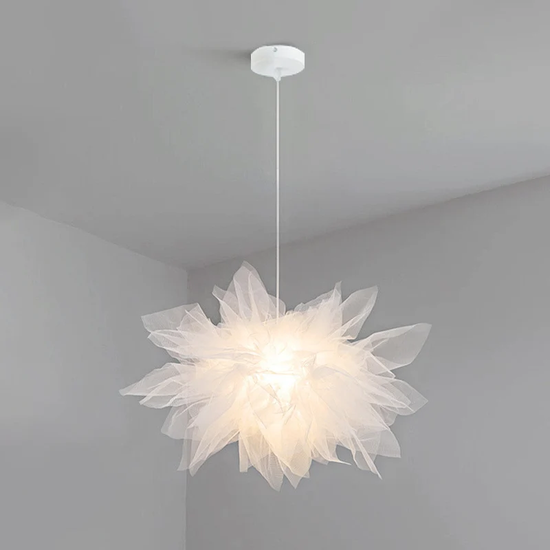 1 lumière fleur pendentif luminaires Style nordique tissu suspendu plafonnier pour chambre Clearhalo