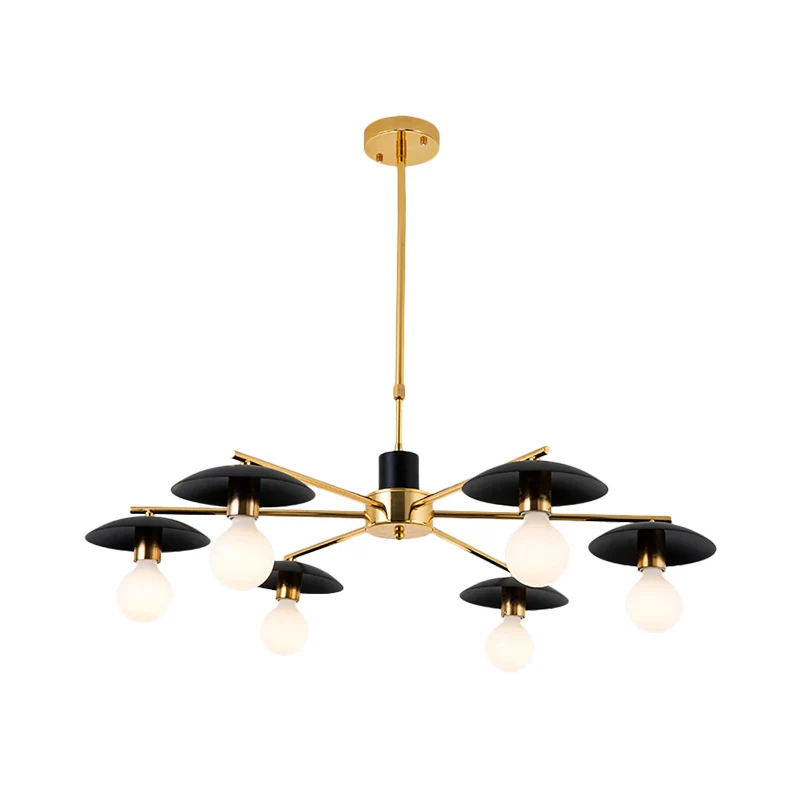 Lustre à ampoule noire, éclairage Post-moderne, 6/8 lumières, plafonnier en verre dépoli Clearhalo