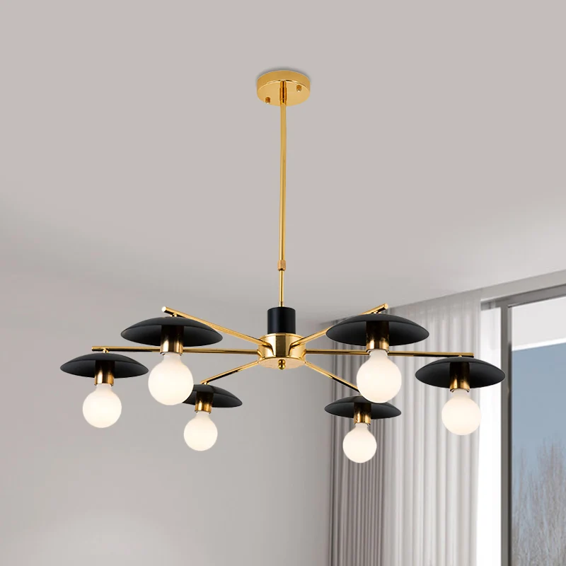 Lustre à ampoule noire, éclairage Post-moderne, 6/8 lumières, plafonnier en verre dépoli Clearhalo