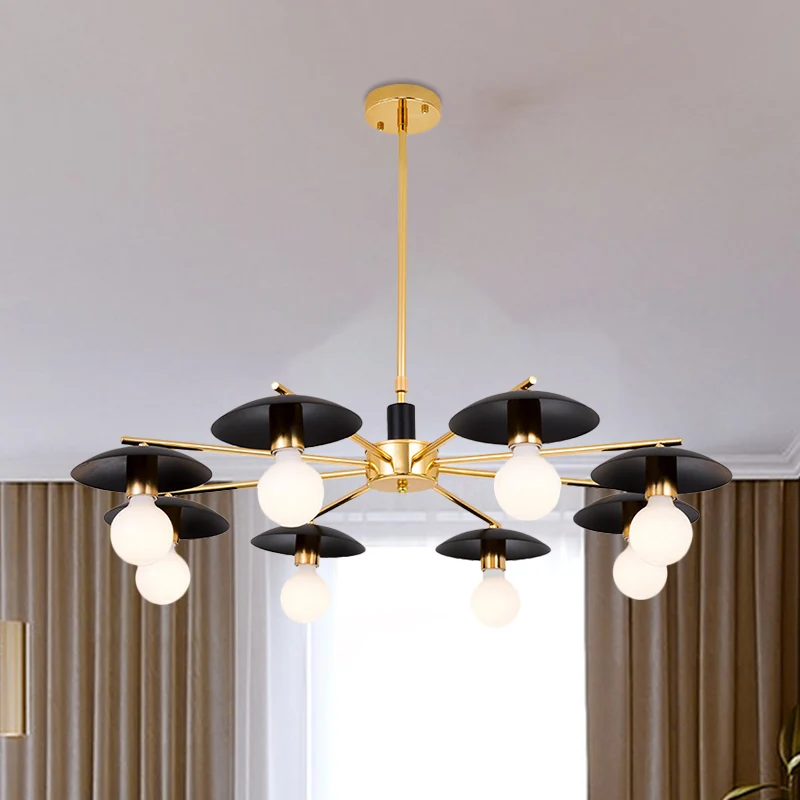 Lustre à ampoule noire, éclairage Post-moderne, 6/8 lumières, plafonnier en verre dépoli Clearhalo
