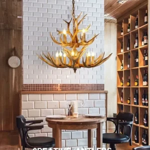Lustre en bois de finition en bois, éclairage rustique en résine pour salon, lampe à Suspension au plafond Clearhalo