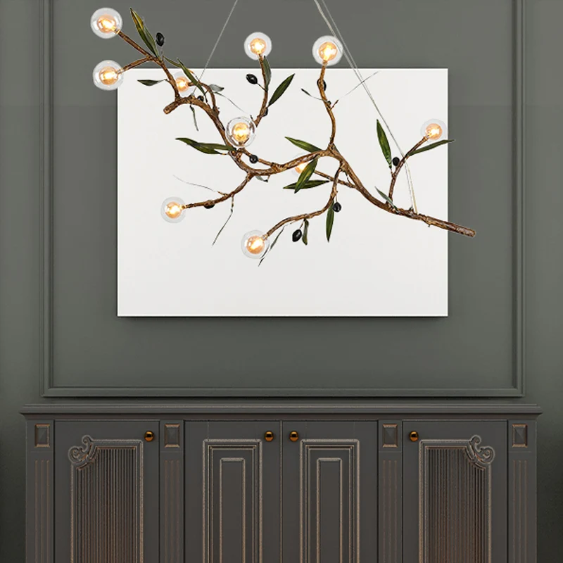 Lustre à branches décoratives, luminaire suspendu métallique à 10 têtes pour salon, marron Clearhalo
