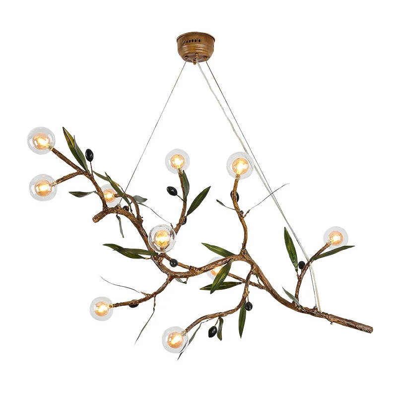 Lustre à branches décoratives, luminaire suspendu métallique à 10 têtes pour salon, marron Clearhalo
