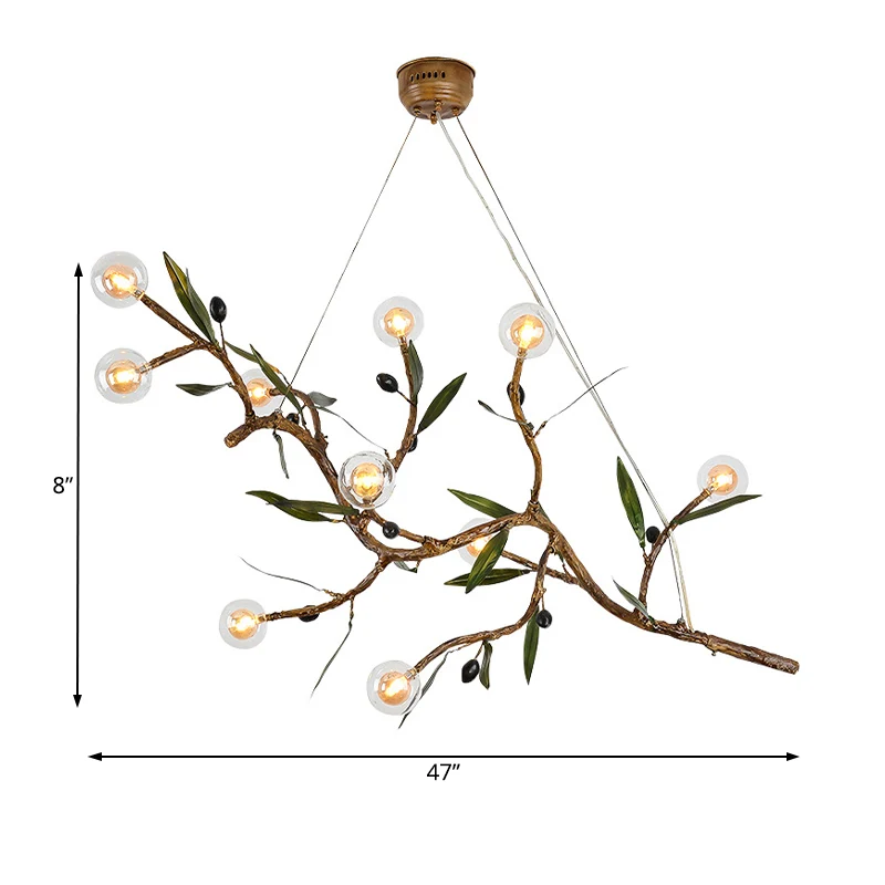 Lustre à branches décoratives, luminaire suspendu métallique à 10 têtes pour salon, marron Clearhalo