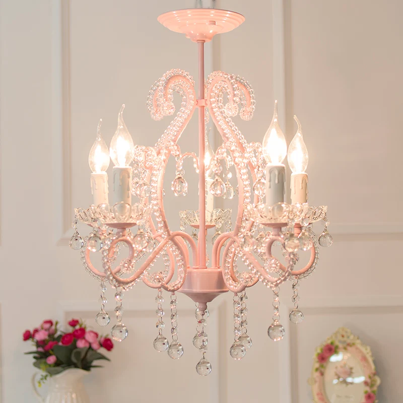 Lustre de chambre à coucher pour filles, éclairage suspendu de Style nordique avec cristal clair et bougie Clearhalo