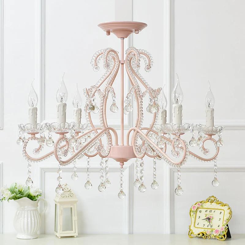 Lustre de chambre à coucher pour filles, éclairage suspendu de Style nordique avec cristal clair et bougie Clearhalo
