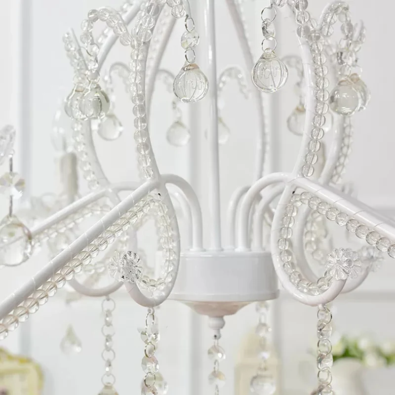 Lustre de chambre à coucher pour filles, éclairage suspendu de Style nordique avec cristal clair et bougie Clearhalo