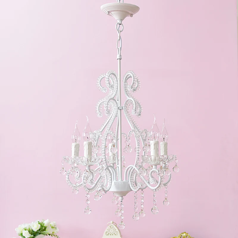 Lustre de chambre à coucher pour filles, éclairage suspendu de Style nordique avec cristal clair et bougie Clearhalo