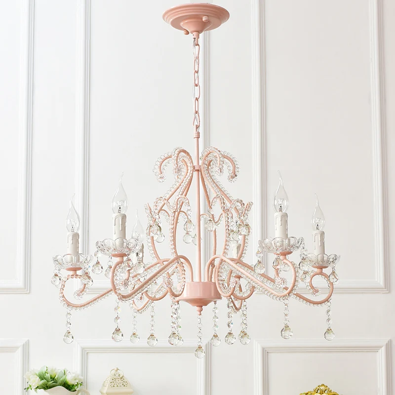 Lustre de chambre à coucher pour filles, éclairage suspendu de Style nordique avec cristal clair et bougie Clearhalo