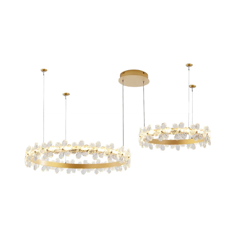 Lustre circulaire éclairage moderniste cristal LED plafonnier suspension en or pour salon Clearhalo