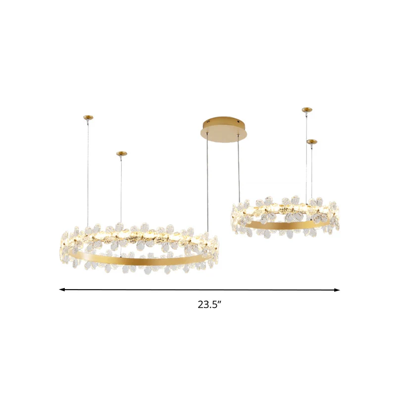 Lustre circulaire éclairage moderniste cristal LED plafonnier suspension en or pour salon Clearhalo