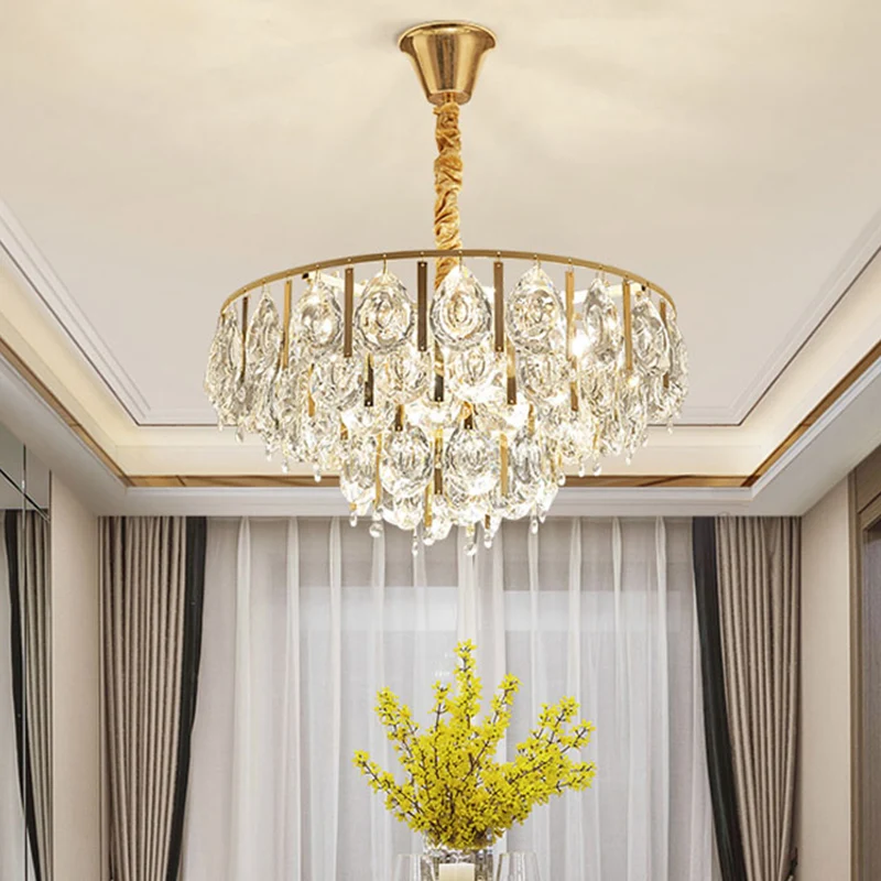 Lustre conique en cristal modernisme, 3/4 lumières, kit de suspension doré avec design à plusieurs niveaux, 16"/19,5" de l...