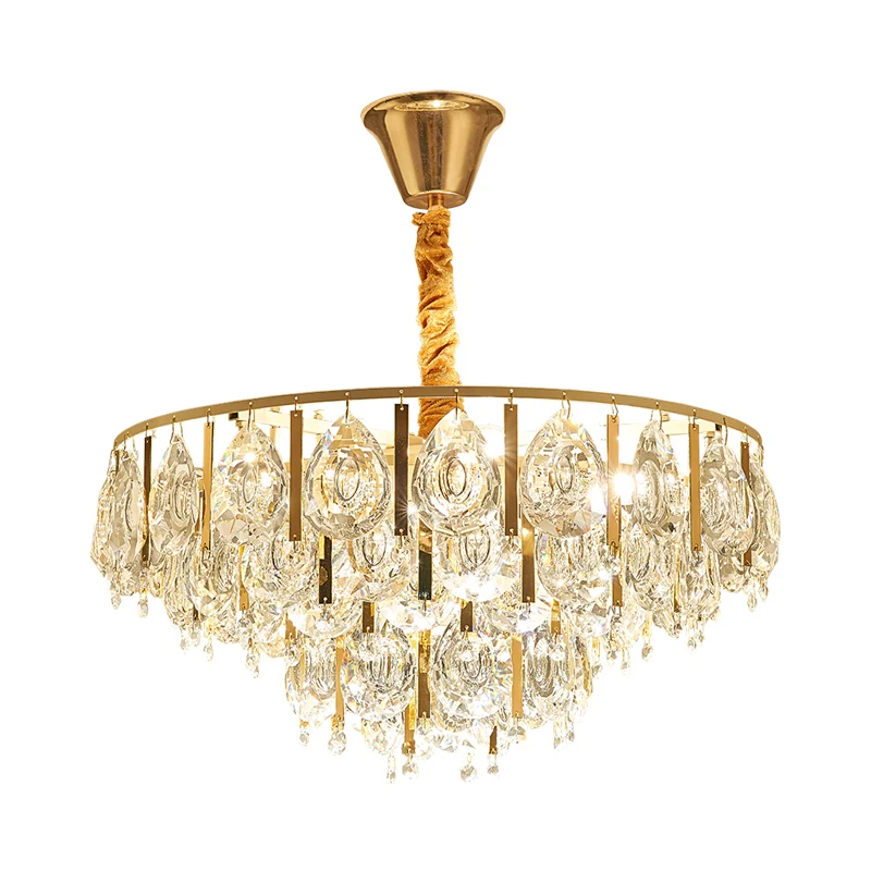 Lustre conique en cristal modernisme, 3/4 lumières, kit de suspension doré avec design à plusieurs niveaux, 16"/19,5" de l...