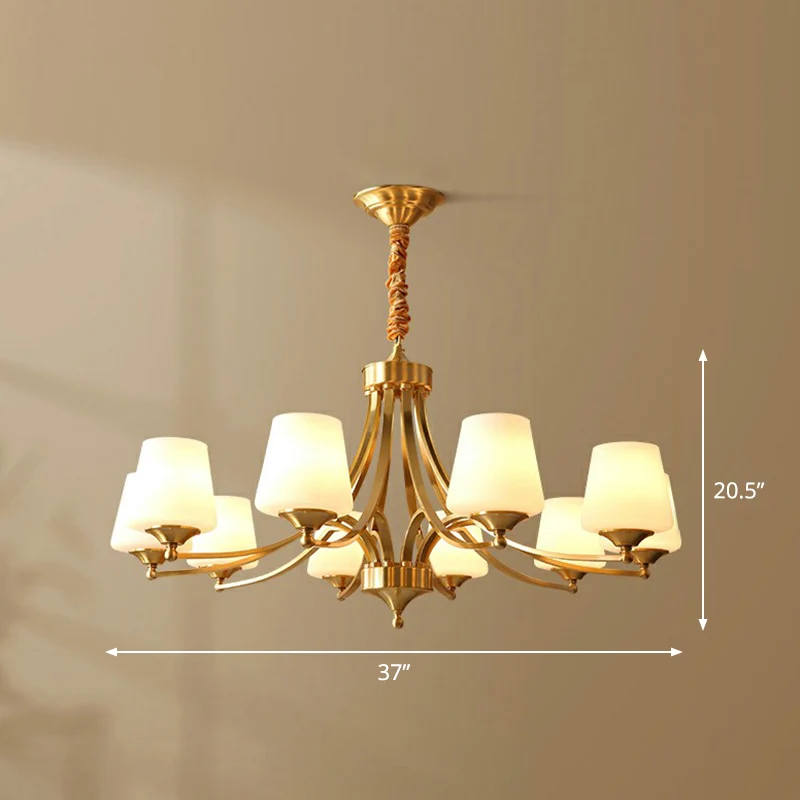 Lustre conique pour salon, luminaire suspendu en verre ivoire Antique Clearhalo