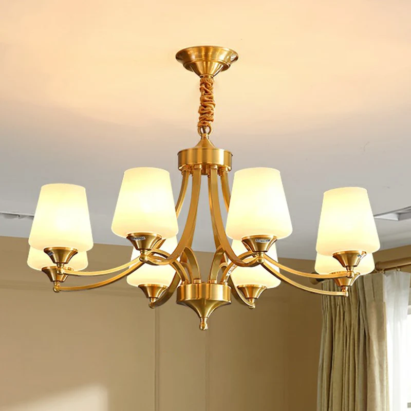 Lustre conique pour salon, luminaire suspendu en verre ivoire Antique Clearhalo