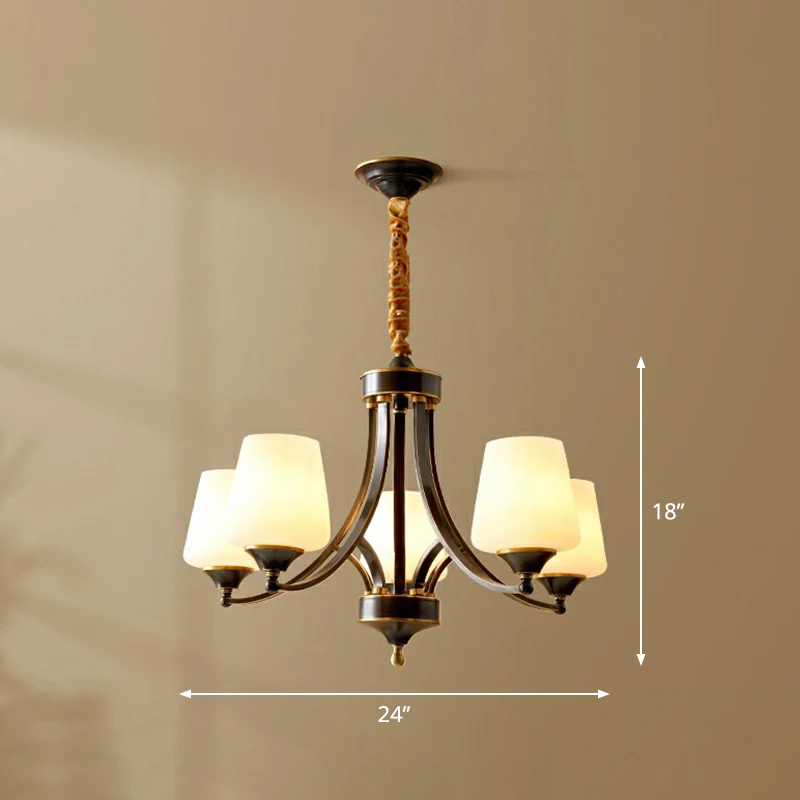 Lustre conique pour salon, luminaire suspendu en verre ivoire Antique Clearhalo