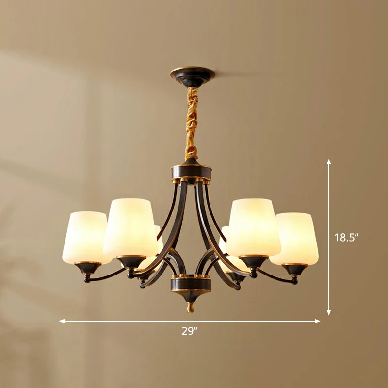 Lustre conique pour salon, luminaire suspendu en verre ivoire Antique Clearhalo