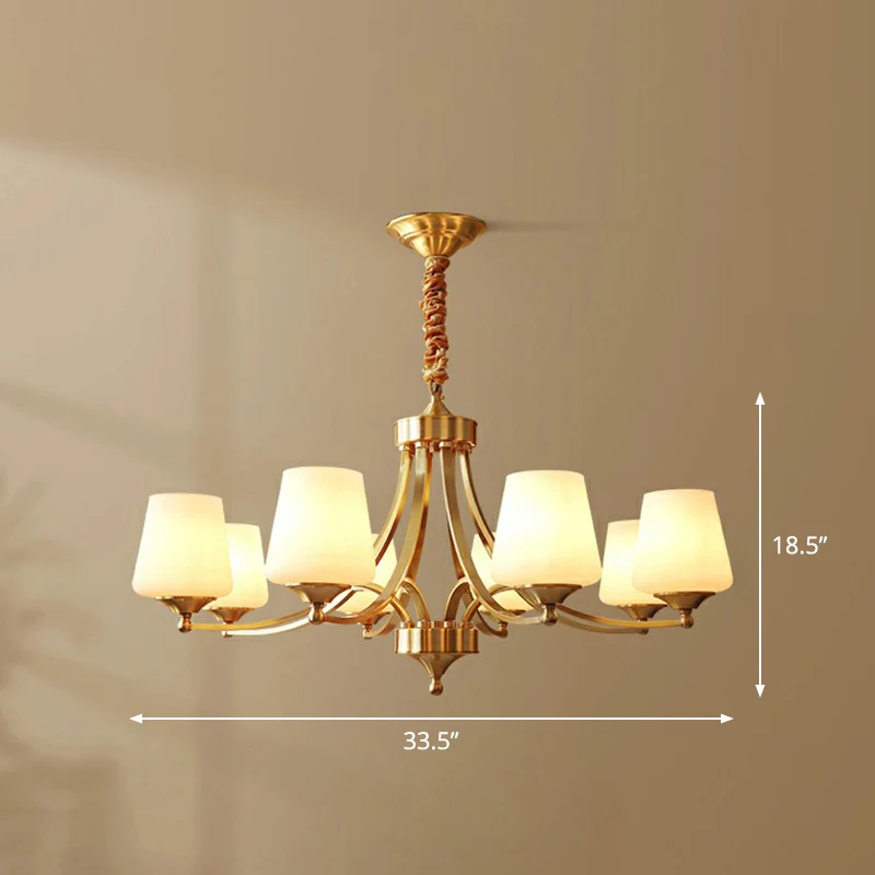 Lustre conique pour salon, luminaire suspendu en verre ivoire Antique Clearhalo