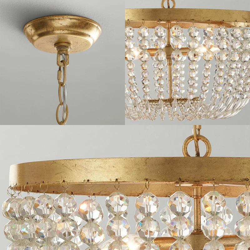 Lustre à dôme large de 16/19.5 pouces, éclairage moderne en laiton cristal, 3/5 ampoules, plafonnier suspendu Clearhalo