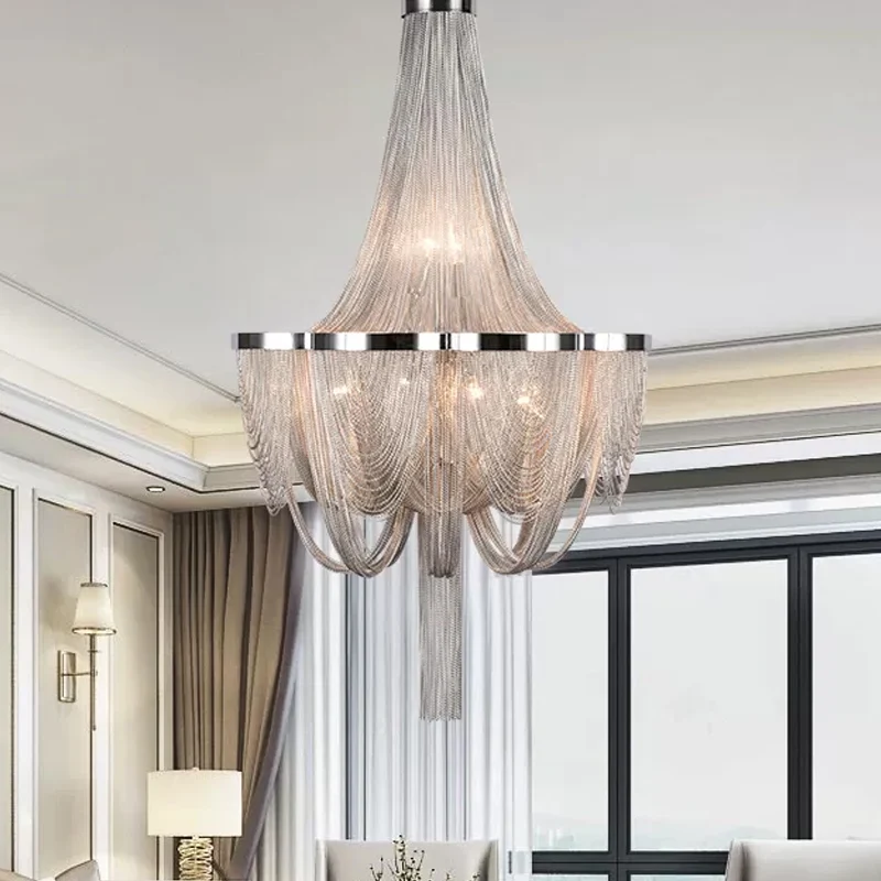 Lustre drapé luminaire moderne en aluminium salon luminaire suspendu LED Clearhalo