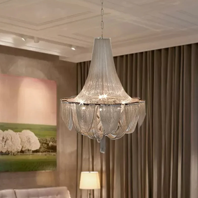 Lustre drapé luminaire moderne en aluminium salon luminaire suspendu LED Clearhalo