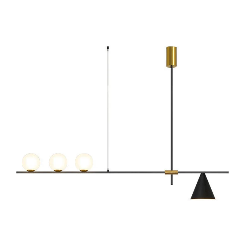 Lustre linéaire minimaliste moderne, luminaire de plafond sphérique en verre blanc Clearhalo