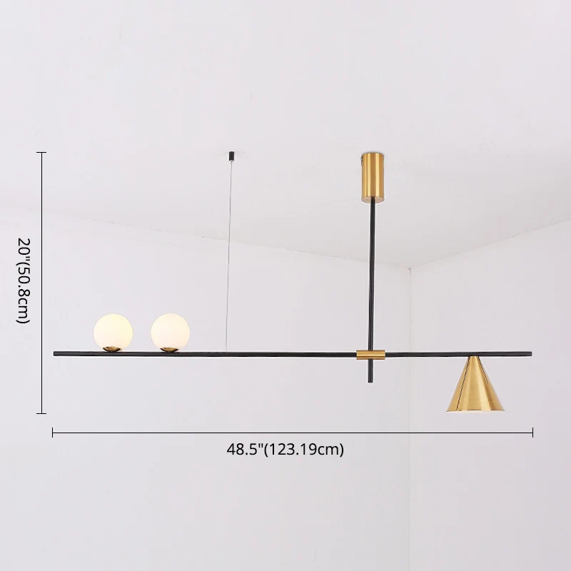 Lustre linéaire minimaliste moderne, luminaire de plafond sphérique en verre blanc Clearhalo