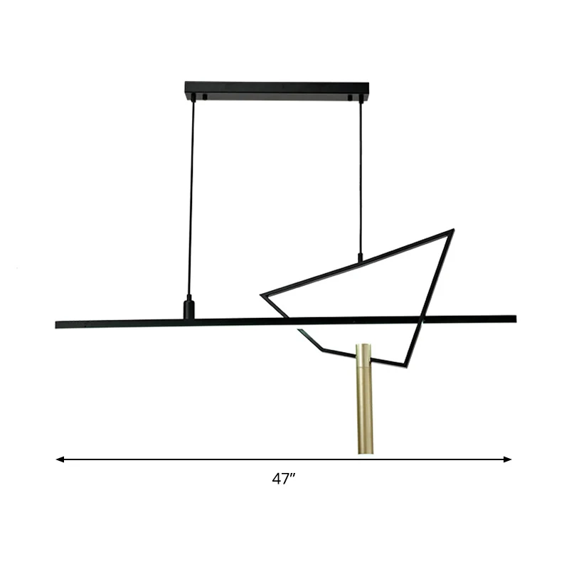 Lustre linéaire noir, lampe LED suspendue en métal minimaliste, luminaire décoratif d'intérieur, idéal pour une salle de l...