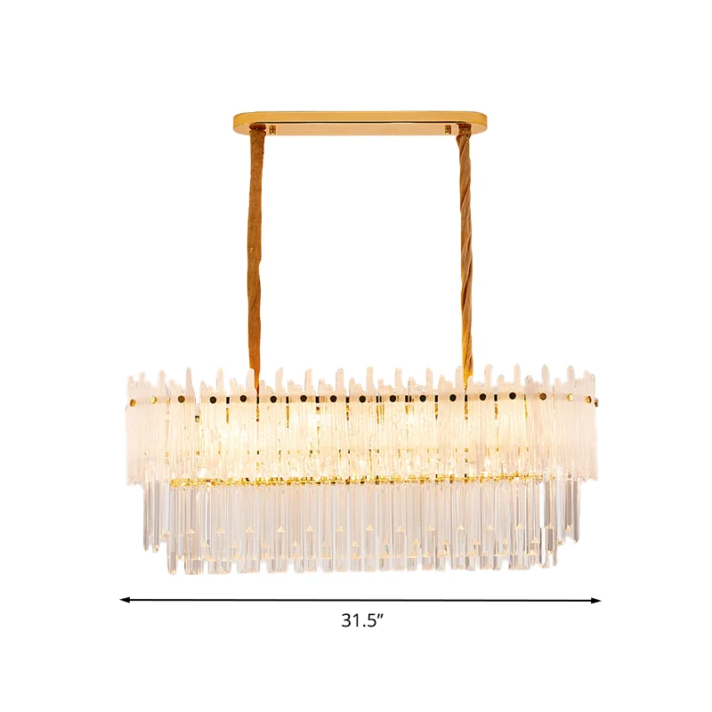 Lustre minimaliste à 9 lumières en cristal clair, éclairage d'île, lampe pour salle à manger Clearhalo