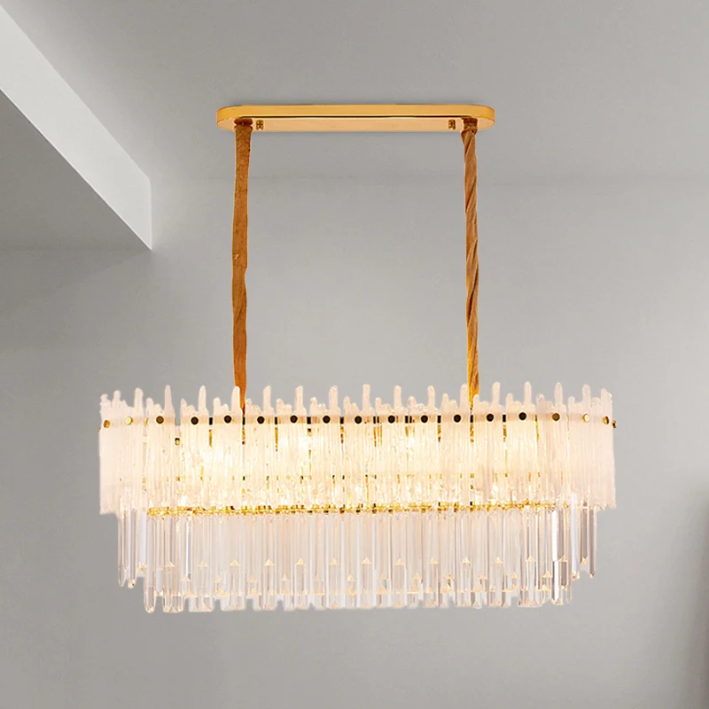 Lustre minimaliste à 9 lumières en cristal clair, éclairage d'île, lampe pour salle à manger Clearhalo
