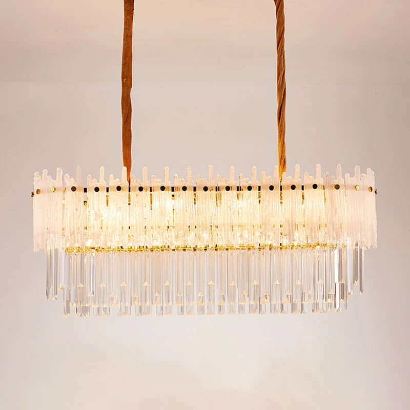 Lustre minimaliste à 9 lumières en cristal clair, éclairage d'île, lampe pour salle à manger Clearhalo