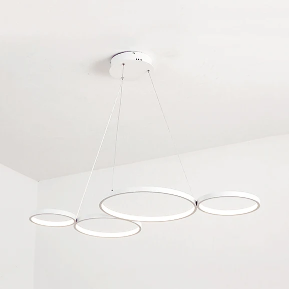 Lustre de plafond en acrylique à 4 anneaux, LED Simple, pendentif goutte noir/blanc au-dessus de la Table, lumière chaude/...