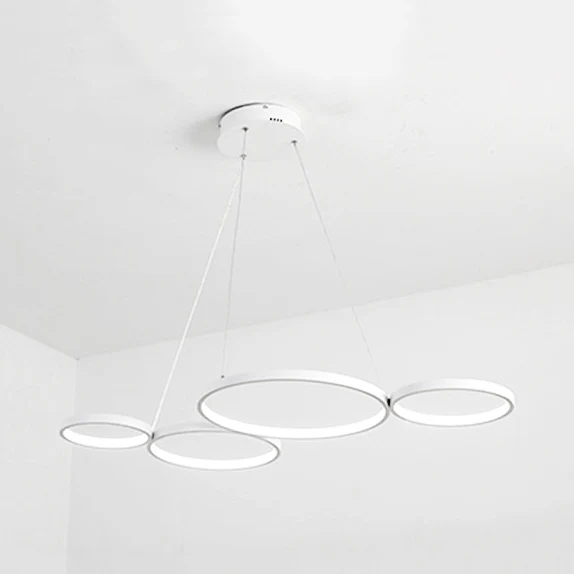 Lustre de plafond en acrylique à 4 anneaux, LED Simple, pendentif goutte noir/blanc au-dessus de la Table, lumière chaude/...