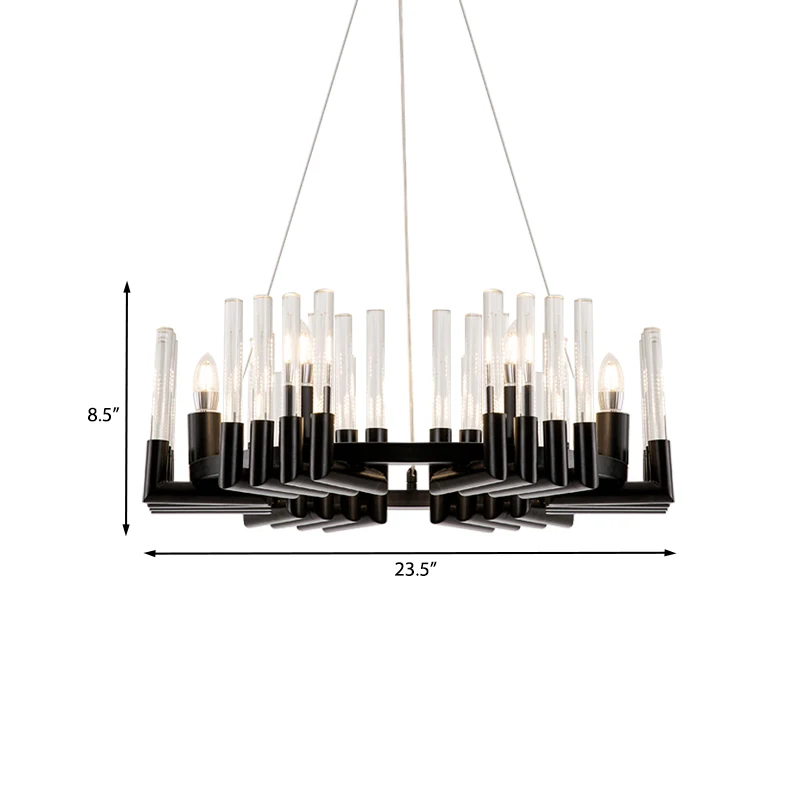 Lustre de plafond candélabre en cristal clair, 6 lumières minimales, finition noire, Kit de lampes suspendues pour salle à...